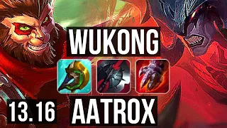 WUKONG vs AATROX (TOP) | 2.5M mastery, 8/1/3, 500+ games, Godlike | NA Challenger | 13.16