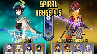 4 Archons & C0 Chiori Hypercarry - NEW Spiral Abyss | Floor 12 9 Stars | Genshin Impact 4.5