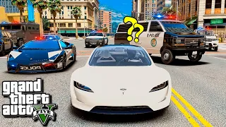 АВТОПИЛОТ ТЕСЛА УХОДИТ ОТ КОПОВ В ГТА 5 МОДЫ! ГАНГСТЕР НА TESLA ОБЗОР МОДА GTA 5! ГТА МОД MODS ИГРЫ