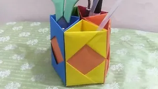 hamzavisual🎨artist DIY how to make pen stand//easy technique