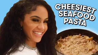 How To Make SAWEETIE'S Cheesy Seafood Pasta | What's Cooking? | Seventeen