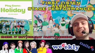 new DAILEEE REACTION to WEEEKLY PLAY GAME HOLIDAY ALBUM | FIRST LISTEN & STAGE PERFORMANCES [Part 1]