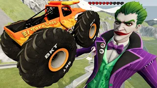 Monster Truck Crashes And High Speed Jumps Into GIANT Joker | BeamNG Drive