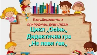 Дошкільнятам про овочі та фрукти. Ознайомлення з природним довкіллям. Дидактична гра ,,Не лови ґав,,