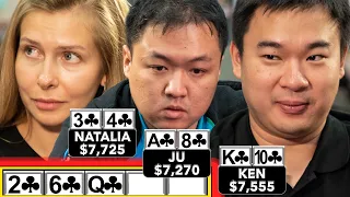 THREE PLAYERS FLOP A FLUSH! UNBELIEVABLE POKER HAND! ♠ Live at the Bike!