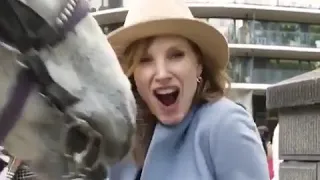 Джессику Честейн на улице укусила лошадь!