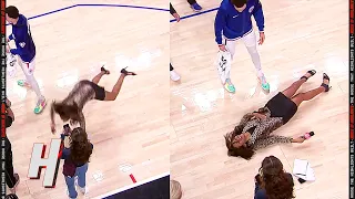 Clippers Reporter Slips & Falls During Postgame Interview