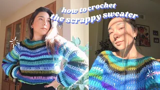 crochet raglan sweater | how i made the scrappy crop sweater! ✨