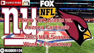 New York Giants vs. Arizona Cardinals | 2023 NFL Season Week 2 | Predictions Madden NFL 24