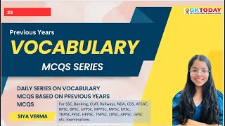 DAILY VOCABULARY SERIES #22 : 50 Words in 15 Minutes - SSC Exam Special