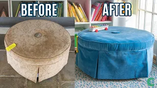 Reupholstered Thrift Store Ottoman