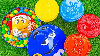 Satisfying Video | Box Full of Sweets M&M's with Candy Grid Balls Slime & Magic Playdoh Cutting ASMR