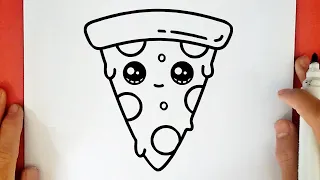 HOW TO DRAW A CUTE PIZZA SLICE