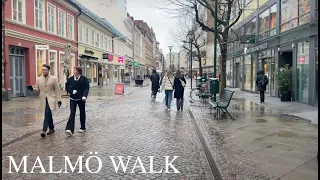 🇸🇪 Malmö, Sweden Walking Tour | Rain Walk in the City Center [4K HDR 60fps Binaural ASMR]
