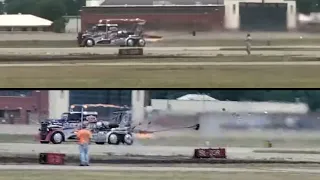 'Shockwave' Jet Truck Crash Slow motion from 2 cams zoom