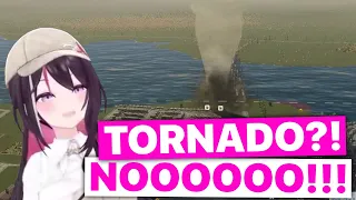 AZKi Panics Cutely When A Tornado Destroys Her City (Hololive) [Eng Subs]