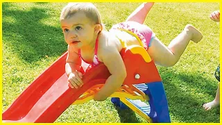 Funny Baby Playing Slide The First Time || 5-Minute Fails