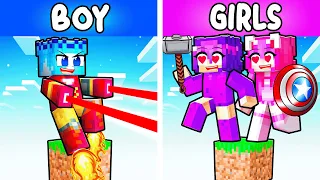 One BOY SUPERHERO BLOCK vs One FANGIRL Block in MInecraft!