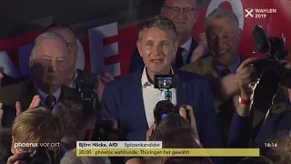 Björn Höcke und Alexander Gauland (AfD) nach der Prognose zur Thüringenwahl am 27.10.19