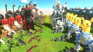 GODS WAR - GODS TEAM vs RANGED WEAPON TEAM - Animal Revolt Battle Simulator