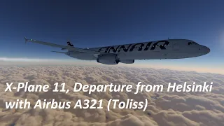 X-Plane 11, Departure from Helsinki (Airbus Toliss A321, Bed Weather)