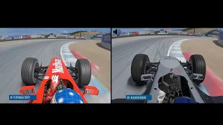 Hot Lap battle between two F1 legends! | Mika Häkkinen vs Michael Schumacher at Laguna Seca