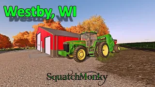 Baling corn stalk bales on Westby | Farming Simulator 22