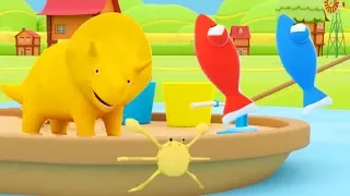 Dino Goes Fishing & Learns Colours - Learn with Dino the Dinosaur 👶 l Educational Cartoons for Kids