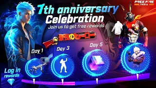 7TH Anniversary Free Rewards Free fire | Free fire New Events | Upcoming New Events free fire 2024