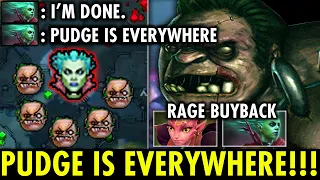 PUDGE IS EVERYWHERE!! EPIC ROAMING HOOKS MAKES THEM RAGE BUYBACK | GENIUS PUDGE