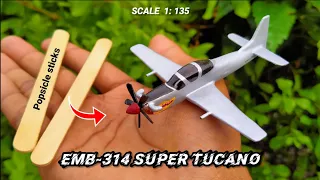 How to make a EMB 314 SUPER TUCANO Aircraft miniature | from ice cream sticks