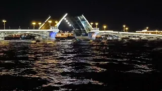 Развод мостов в Санкт-Петербурге. Благовещенский мост.