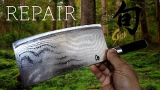 칼 수리 다마스커스 중식도/Knife Repair Damascus Kitchen Cleaver Knife!