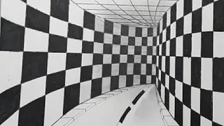 how to draw 3d tunnel step by step l 3d art #3dart #art