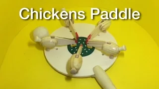 Wooden Chickens Eating Paddle