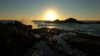 Beautiful Sunset over Rock Formations with Ocean Waves & Seabirds, Big Sur, CA