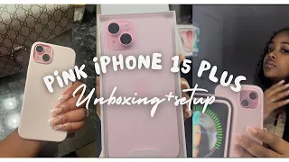 Pink iPhone 15 plus asmr unboxing and setup