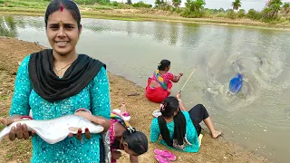 Fishing Video🎣🎣| Two Lady Amazing Hook Fishing in Village Pond & catch chitol fish #chitol_fish