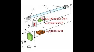 Подключаем люминесцентную лампу без стартера и дросселя.