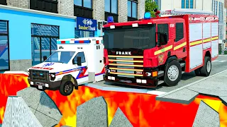 Fire Truck Frank Helps Taxi | Crane saves taxi | Wheel City Heroes (WCH)