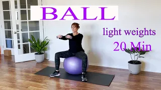 STABILITY BALL WORKOUT (Full Body Toning light Weights) Beginner, Senior friendly | Yoga with Ursula