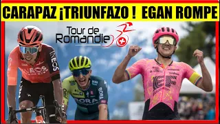 RESUMEN 4 ETAPA TOUR de ROMANDIA 2024 CARAPAZ TRIUNFAZO HOY EGAN Bernal ROMPE A TODOS