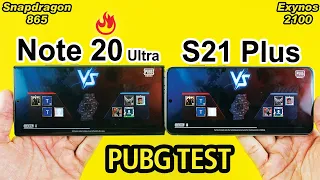 Note 20 Ultra vs S21 Plus PUBG MOBILE TEST - Snapdragon 865 vs Exynos 2100 PUBG TEST😱