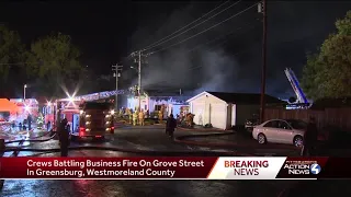 Crews battling business fire on Grove Street in Greensburg