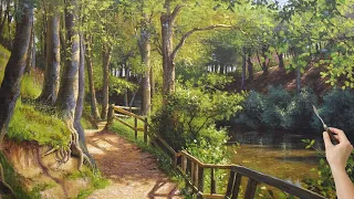 Acrylic Landscape Painting "On the forest path".