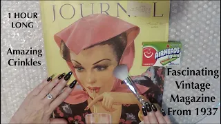 ASMR 1 HR Gum Chewing Magazine Flip Through | VINTAGE 1937 | Paper Crinkles & Tingly Whisper