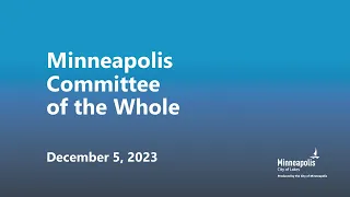 December 5, 2023 Committee of the Whole