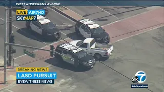 Pursuit suspect evades PIT maneuvers by Los Angeles County sheriff's deputies near Comptom
