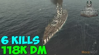 World of WarShips | König | 6 KILLS | 118K Damage - Replay Gameplay 1080p 60 fps