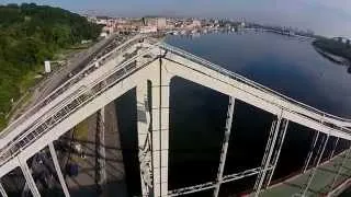 Мосты Киева. Пешеходный мост. Bridges of Kyiv city. Park bridge. Aeral video HD
